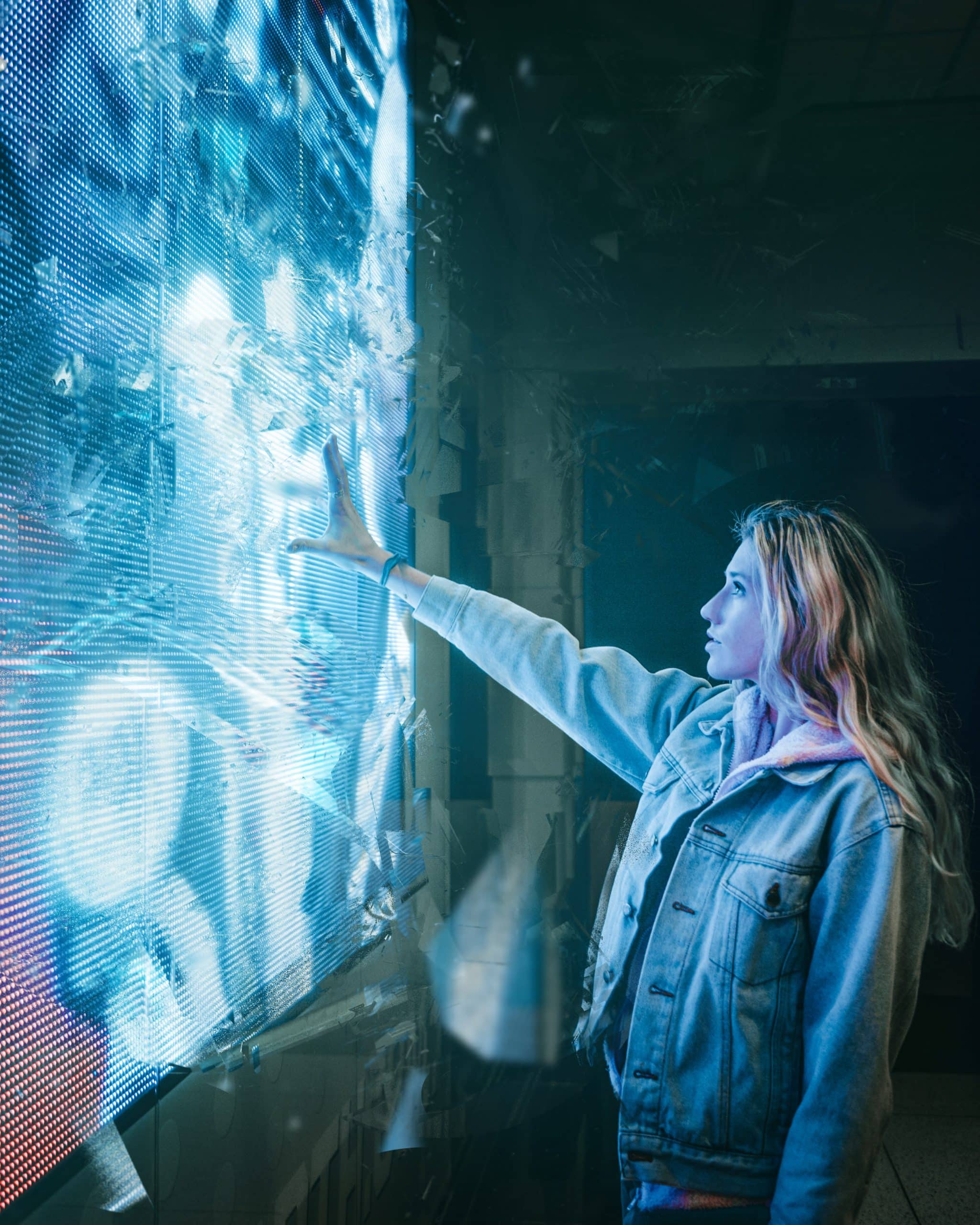 woman in front of wall photo